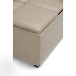 Avalon - Square Coffee Table Storage Ottoman - Satin Cream
