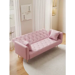 Convertible Double Folding Living Room Sofa Bed - Pink