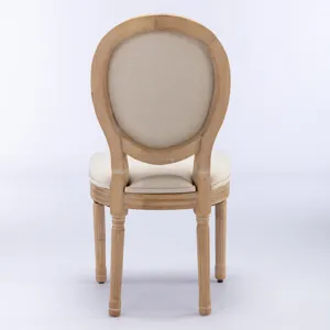 French Style Solid Wood Frame Antique Painting Linen Fabric Back Dining Chair (Set of 2) - Beige
