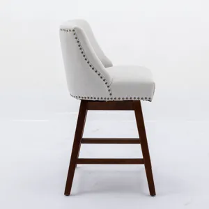 Counter Height Swivel Barstools, Upholstered Bar Stools (Set of 2) - Ivory
