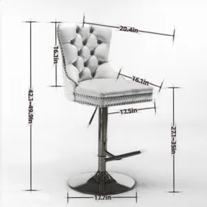 Thick Golden Swivel Velvet Barstools Adjusatble Seat Height From 25-33\", Modern Upholstered Bar Sto