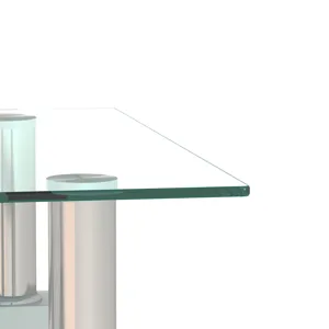 Modern Tempered Glass Tea Table, End Square Table For Living Room - Transparent / White
