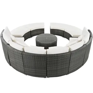 Outdoor Patio Furniture Luxury Circular Sofa Set Rattan Wicker Sectional Sofa Lounge Set With Temper