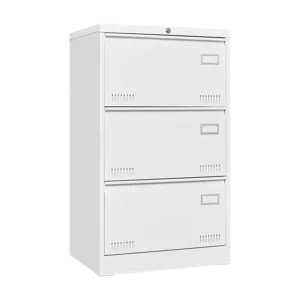 Filing Cabinet Lateral File Cabinet With Lock, 3 Drawer - White