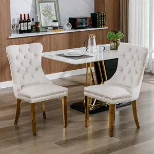 Nikki - Modern, High-End Tufted Solid Wood Contemporary Velvet Upholstered Dining Chair With Golden 