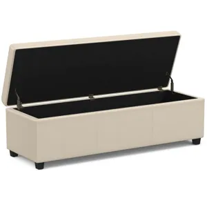 Avalon - Extra Large Storage Ottoman Bench - Satin Cream