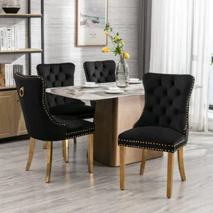 Nikki - Modern, High-End Tufted Solid Wood Contemporary Velvet Upholstered Dining Chair With Golden 