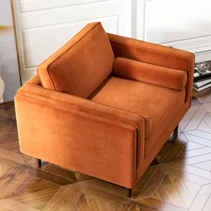 Amber - Velvet Lounge Chair - Orange