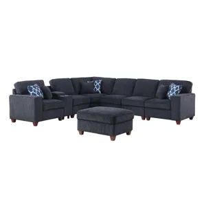 Gina - Sectional Sofa With Ottoman - Black