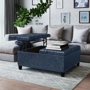 Harrison - Coffee Table Storage Ottoman - Denim Blue