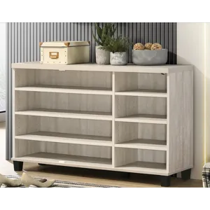Corby - Oak Finish 3-Door Shoe Cabinet - Dusty Gray