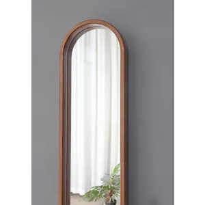 Decorative Rubber Frame Mirror With Elongated Oval Frame - Brown