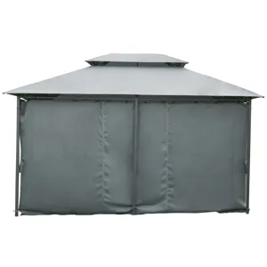 Outsunny - Patio Gazebo, Outdoor Gazebo Canopy Shelter With Curtains, Vented Roof, Steel Frame For G
