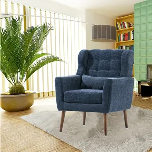 Modern Accent Chair, Chenille Arm Chairs For Living Room, Upholstered Mordern Armchair, Comfy Soft P