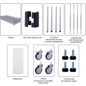 6 Tier 6000Lbs Capacity Nsf Metal Shelf Wire Shelving Unit, Heavy Duty Adjustable Storage Rack With 