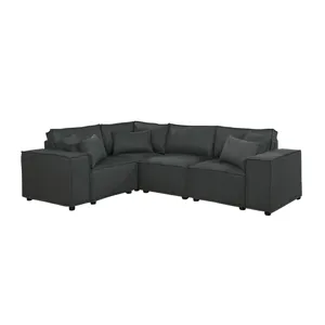 Melrose - Modular Sectional Sofa With Ottoman - Dark Gray Linen