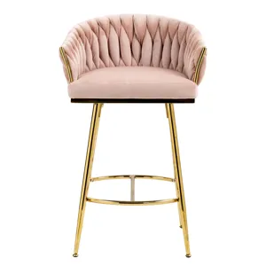 Counter Height Bar Stools (Set of 2) Kitchen Island Counter Bar Stool With Hand-Wave Back, Golden Ch