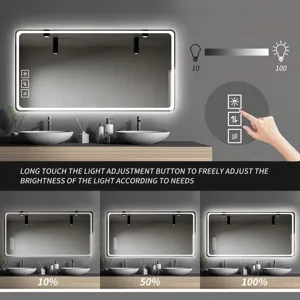 40X32\" LED Bathroom Mirror Vanity Mirrors With Front Lights Wall Mounted Anti-Fog Frameless Make Up