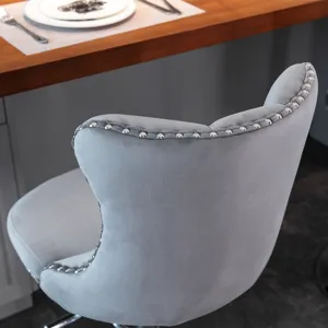 Swivel Velvet Barstools Adjusatble Seat Height From 25-33\", Modern Upholstered Chrome Base Bar Stoo