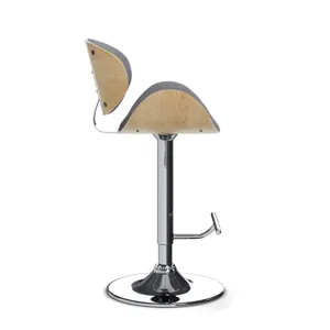 Marana - Bentwood Adjustable Swivel Bar Stool - Light Grey