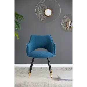 Fabric Side Chair, Living Room Bedroom Kitchen Vanity Accent Chair (Set of 2) - Blue