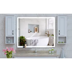 LED Bathroom Vanity Mirror, Wall Mounted Adjustable White / Warm / Natural Lights Anti-Fog Touch Swi