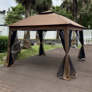 Outdoor 11X 11Ft Pop Up Gazebo Canopy With Removable Zipper Netting, 2 Tier Soft Top Event Tent, Sui