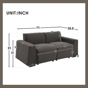 Modern Linen Sofa, Stylish And Minimalist 2-3 Seat Couch, Easy To Install, Exquisite Loveseat With Wide Armrests For Living Room - Dark Brown