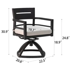 Outdoor Patio Swivel Rocker With Outdoor-Grade Sunbrella Fabric Cushions (Set of 2) - Ember Black