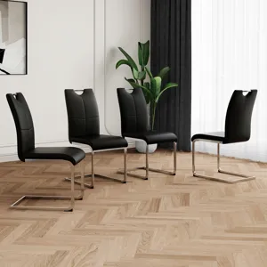 Modern Dining Chairs With Faux Leather Padded Seat Dining Living Room Chairs Upholstered Chair With 