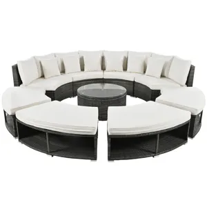 Outdoor Patio Furniture Luxury Circular Sofa Set Rattan Wicker Sectional Sofa Lounge Set With Temper