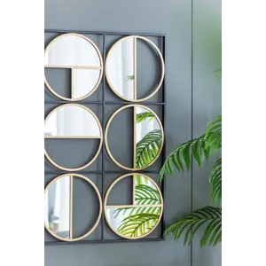 Eclectic Styling Metal Beaded Wall Mirror With Contemporary Design For Bedroom, Liveroom & Entryway 
