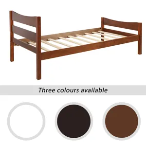 Twin Size Platform Bed With Headboard And Wooden Slat Support Walnut