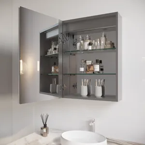 26X20\" Bathroom Medicine Cabinet With LED Mirror, Anti-Fog, Waterproof, 3000K~6000K Single Door Lig