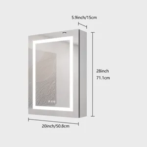 20 x 28\" Bathroom Medicine Cabinet With Mirror Wall Mounted LED Bathroom Mirror Cabinet With Lights