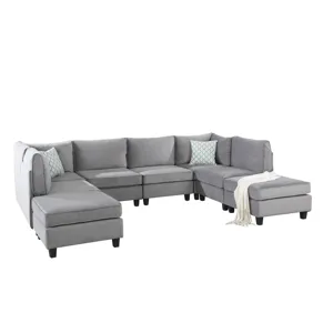 Simona - Velvet 8 Piece Modular Sectional Sofa - Gray