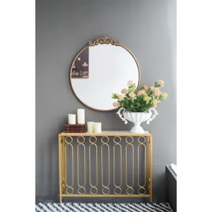 Round Wall Mounted Mirror With Metal Frame For Bathroom Living Room - Gold