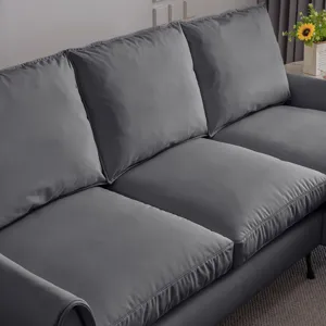 Modern Sectional Technical Leather L-Shaped Sofa Couch With Reversible Chaise Lounge - Dark Gray