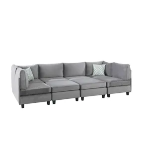 Simona - Velvet 8 Piece Modular Sectional Sofa - Gray