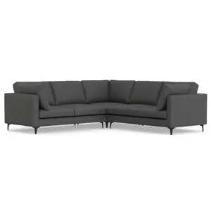 Ava - Mid Century Corner Sectional Sofa - Pebble Gray
