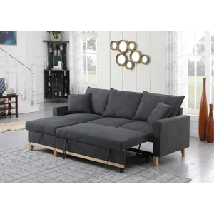 Colton - 84.Woven Reversible Sleeper Sectional Sofa With Storage Chaise - Dark Gray
