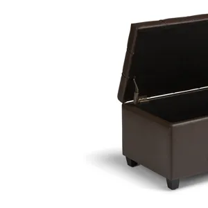 Sienna - Storage Ottoman Bench - Chocolate Brown