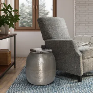 Griffen - Metal Storage Accent Table - Antique Silver