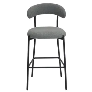 26\'\' Counter Height Bar Stools Teddy Fabric Cover Kitchen Island Counter Bar Stool With Black Powd