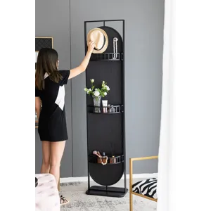 Full Length Standing Mirror, 360° Swivel Floor Mirror For Bedroom Living Room Vanity Entryway - Blac