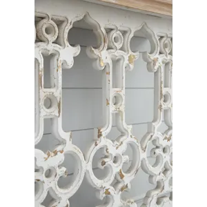 Classic Vintage Console Table With Wood Top - White Wash / Brown