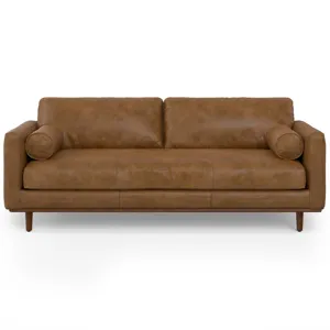 Morrison - 89\" Sofa and Ottoman Set - Caramel Brown