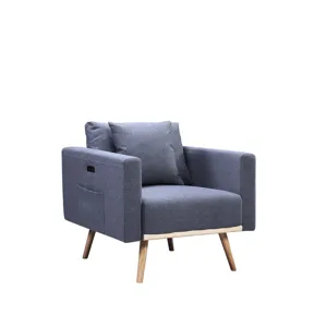 Easton - Linen Fabric Sofa Loveseat Chair Living Room Set With USB Charging Ports Pockets And Pillow