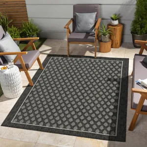 Sunshine - 2\'7\" X 7\'3\" Indoor / Outdoor Area Rug Polypropylene - Anthracite