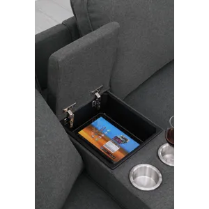 Eric - 9 Piece Upholstered Sectional With Ottoman - Dark Gray